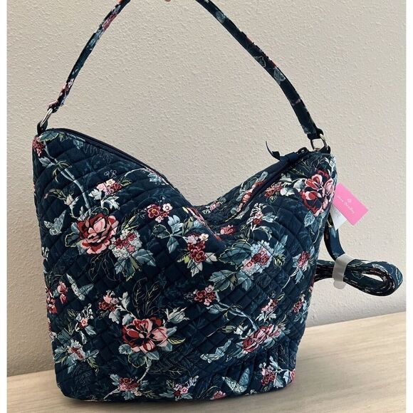 Vera Bradley Oversized Shoulder Hobo Bag Rose Toile Recycled Cotton - Picture 4 of 13